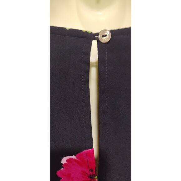 Darling Brand Vivid Floral Print Top, Black, Red Multi, Sz S - Picture 4 of 6